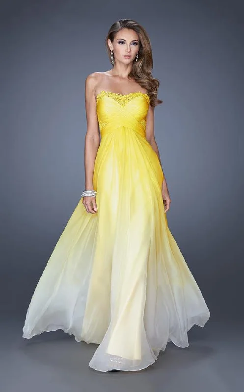 New Deals La Femme 20167 Strapless Empire A Line Long Dress in Yellow