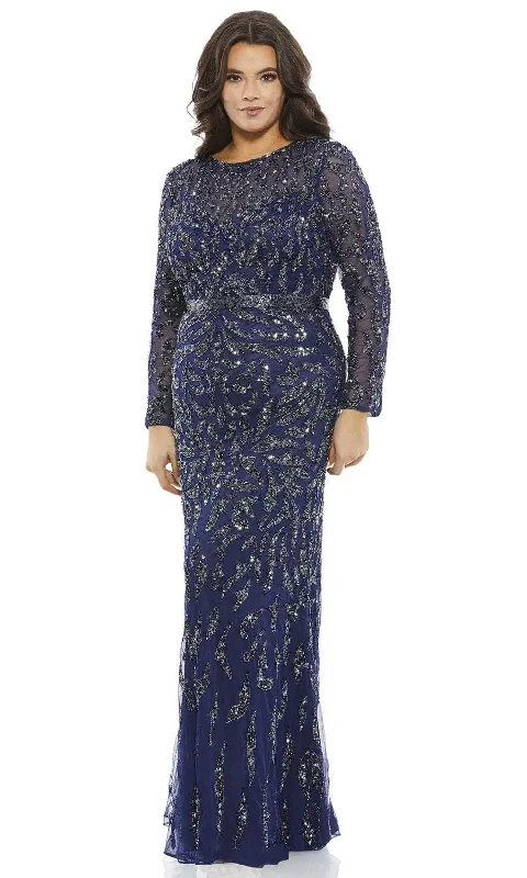 Act Now Mac Duggal 5519 - Bedazzled Long Sleeve Evening Dress