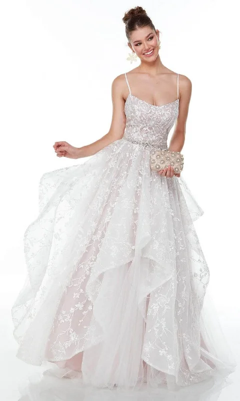 Daily Deals Alyce Paris - 61111 Scoop Neck Layered Ballgown