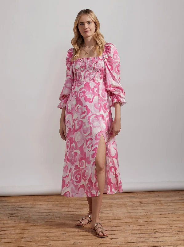 Low Prices Jolene Pink Floral Swirl Midi Dress