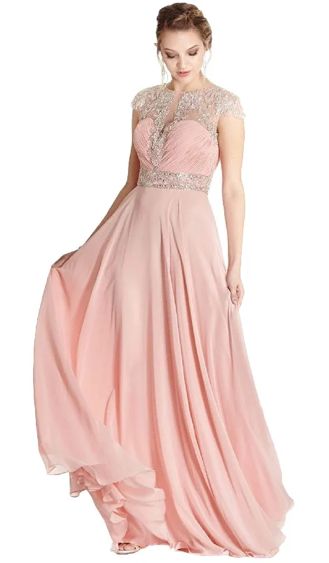 Special Discount Aspeed Design - Embellished Ruched Illusion Jewel Prom Dress