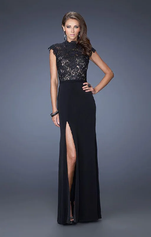 Exclusive Deal La Femme Lace High Column Dress 19920