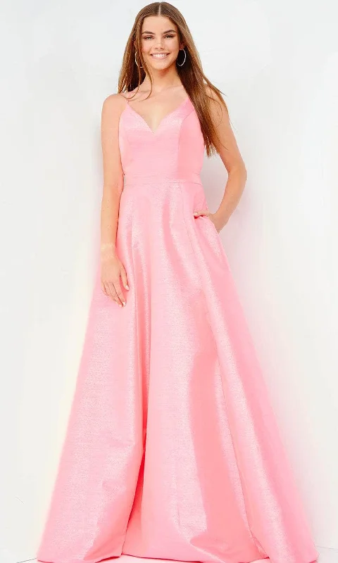 Blowout Deals JVN by Jovani JVN08156 - Strappy Back Metallic Prom Gown