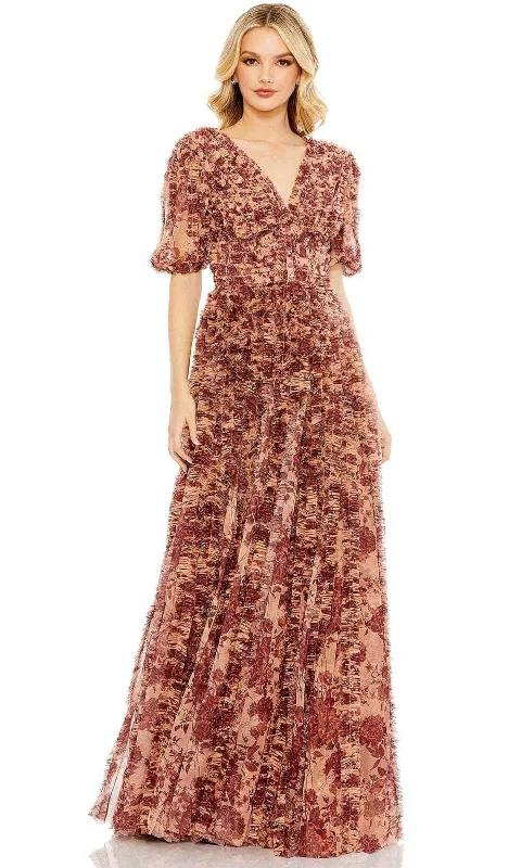 Deal Explosion Mac Duggal 8013 - Ruffled V-Neck Formal Dress