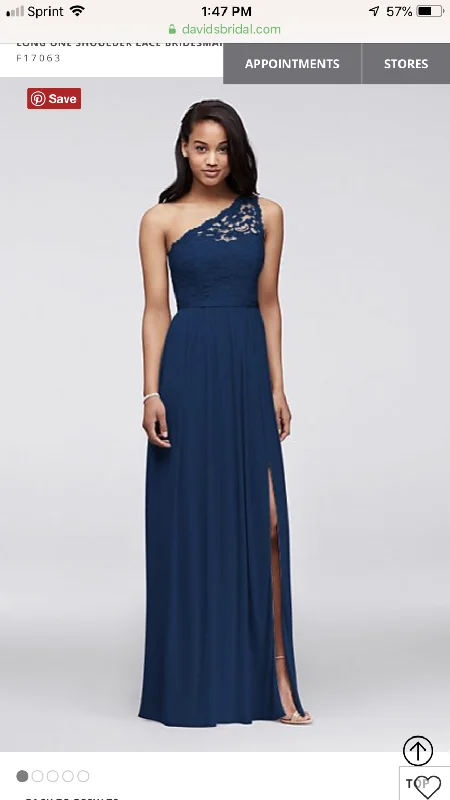Buy Now David's Bridal Long One Shoulder Lace Bridesmaid Dress