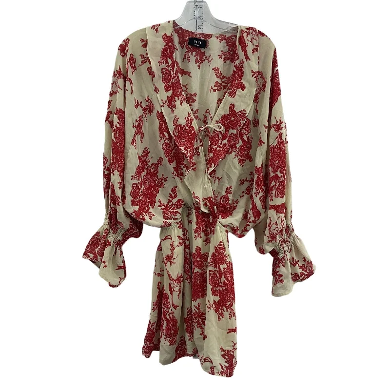 Deal of the Week Vici Women's Cream Red Floral Print Blouson Dress S - Polyester, Preowned