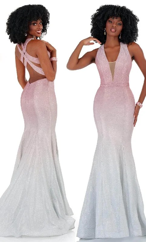 Bargain Prices Cecilia Couture 2185 - Plunging V-Neck Crisscross Back Evening Dress