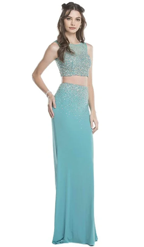 Stock Clearance Aspeed Design - Two Piece Sheer Embellished Evening Dress