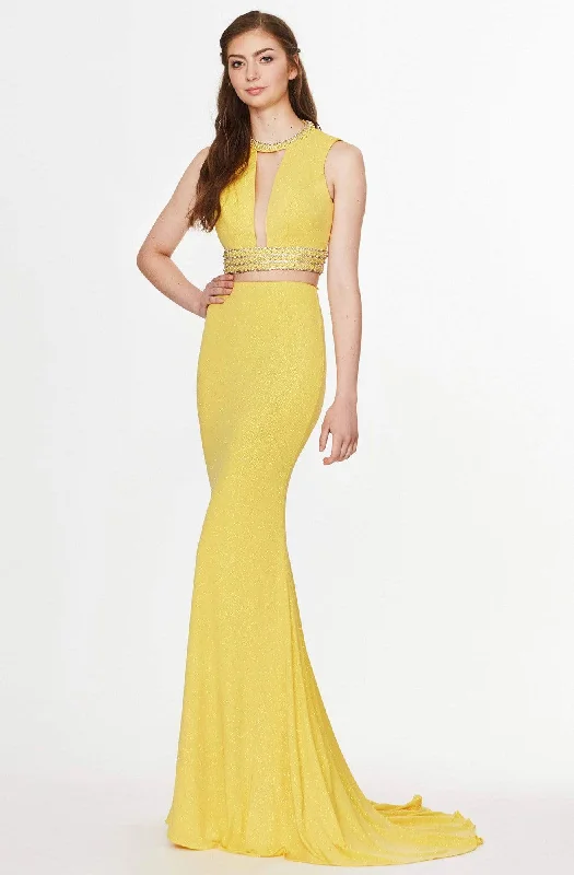 Unbeatable Prices Angela & Alison - 91024 Beaded Plunging Cutout Mermaid Gown