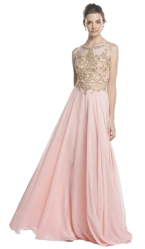 Extra Savings Aspeed Design - Sleeveless Sheer Bateau A-line Prom Dress