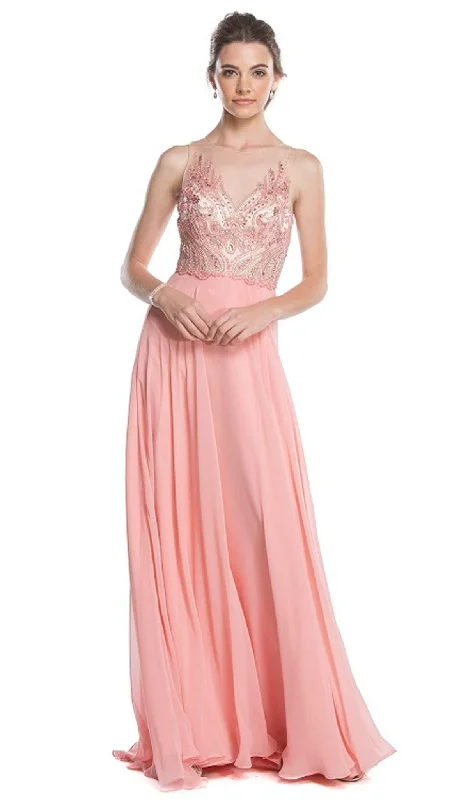 Get It Before It’s Gone Aspeed Design - Embellished Illusion Neck A-line Prom Dress