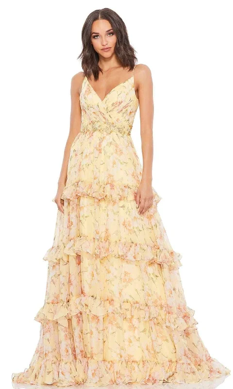 Price Break Mac Duggal - 67794 Floral Printed A-Line Tiered Modest Prom Dress