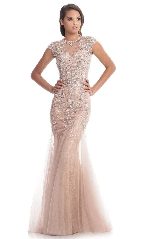 Limited Stock Johnathan Kayne - 9039 Jeweled Cap Sleeve Illusion Gown