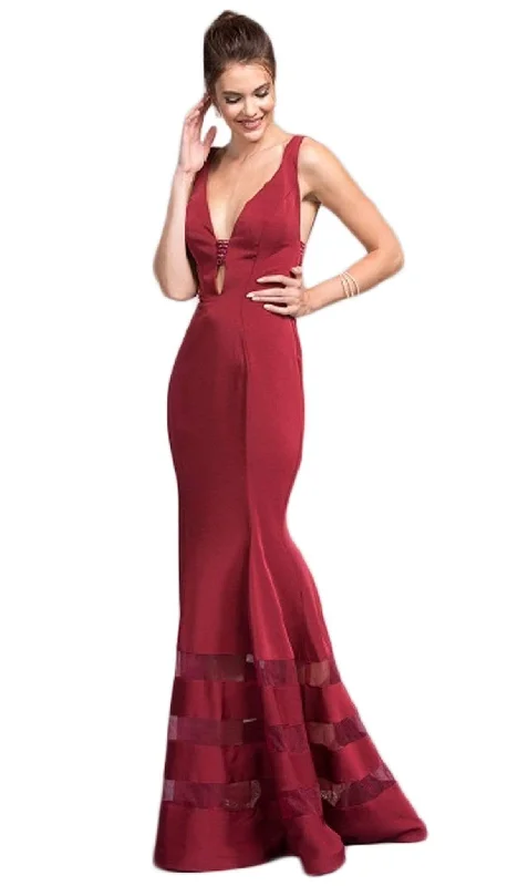 One-DAY Sale Aspeed Design - Embellished Deep V-neck Trumpet Dress