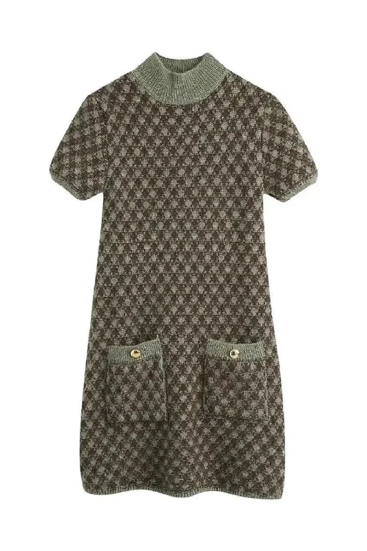 Don't Wait Knitted Dresses For Women Spring Vintage O-Neck Short Sleeve Woman Clothes Pockets Knit Casual Dress Don't Wait Knitted Dresses For Women Spring Vintage O-Neck Short Sleeve Woman Clothes Pockets Knit Casual Dress
