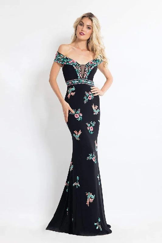 Low Prices Rachel Allan Embroidered Illusion Off Shoulder Dress 6056