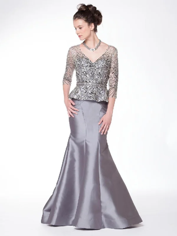Massive Deals Marsoni by Colors Quarter Sleeve Beaded Illusion Gown
