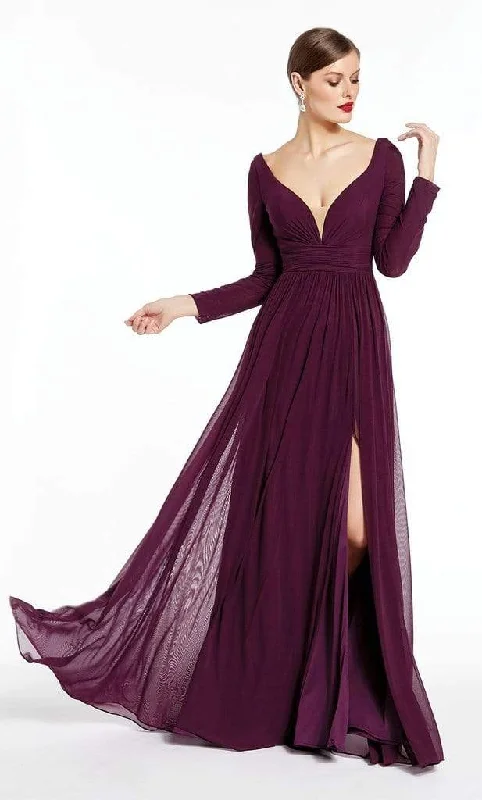 Price Reduction Alyce Paris - 27304 Long Sleeves V Neck Jersey Dress with Slit - 2 pc Claret in Size 16 and 20 Available Price Reduction Alyce Paris - 27304 Long Sleeves V Neck Jersey Dress with Slit - 2 pc Claret in Size 16 and 20 Available