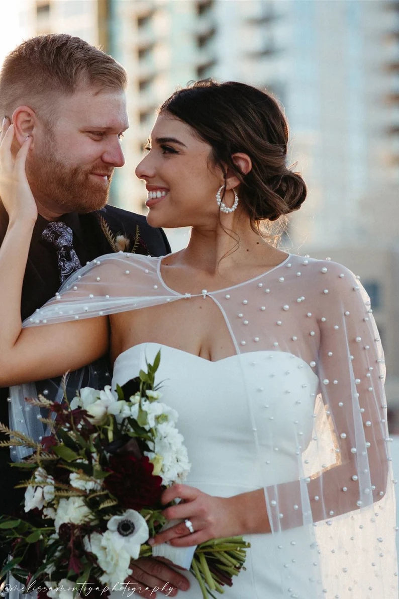 Great Bargains Other Soft Tulle and Pearl Wedding Cape