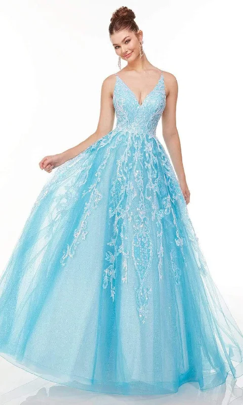 Exclusive Offers Alyce Paris - 61101 V-Neck Embellished Tulle Ballgown