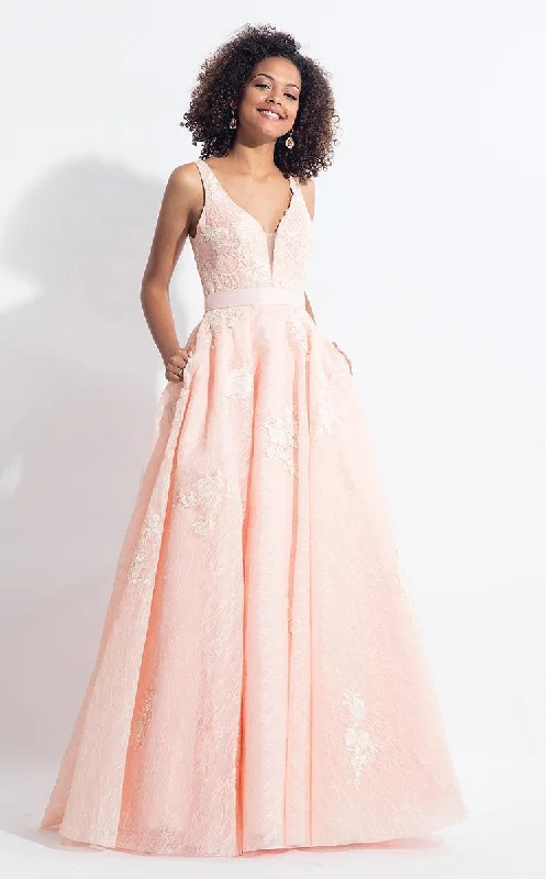 TIME-Limited Offer Rachel Allan Sleeveless Plunging Applique A-Line Gown 6027
