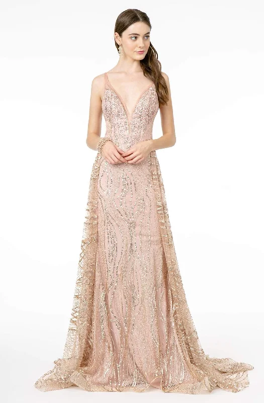 Midnight Madness Elizabeth K - GL2955 Sequined Deep V-Neck A-Line Gown