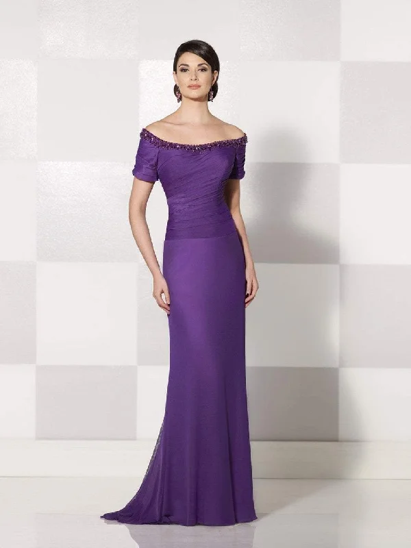 Price Drop Mon Cheri - Off Shoulder Ruched Evening Gown 214687