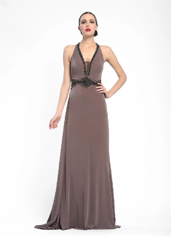 Amazing Deals Sue Wong - Embellished Halter Neck A-Line Dress N5347