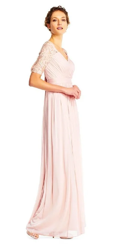 Exclusive Savings Adrianna Papell - Half Sleeve Pin-Tucked Bodice Long Gown AP1E201417 - 1 pc Blush In Size 12 Available Exclusive Savings Adrianna Papell - Half Sleeve Pin-Tucked Bodice Long Gown AP1E201417 - 1 pc Blush In Size 12 Available