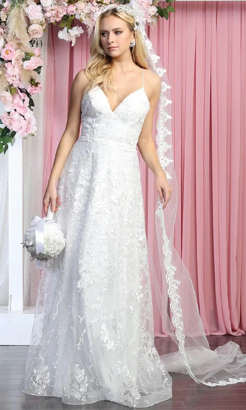 Today’s Deal May Queen MQ1885 - V Neck Lace-Up Back Bridal Gown