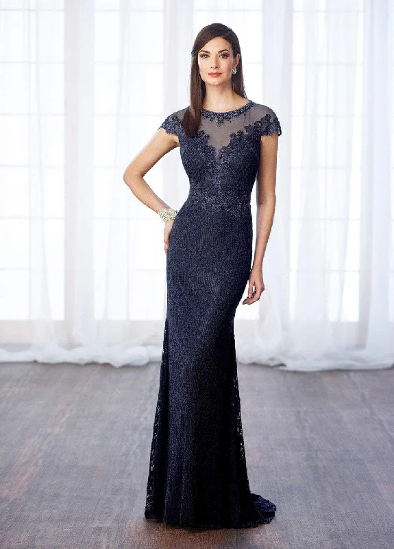 Flash Deals Mon Cheri Beaded Sheer Lace Cap Sleeves Evening Gown 217642