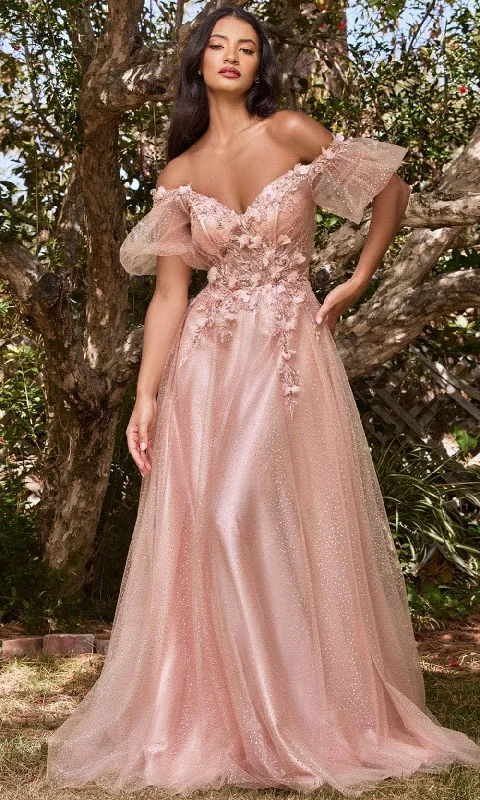 Super Sale Cinderella Divine CD0197 - Off Shoulder Glitter Tulle Gown
