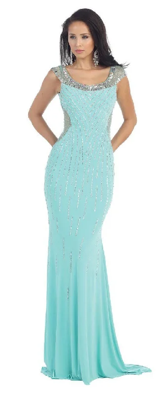 Daily Deals May Queen RQ7240  Adorned Bateau Illusion Mermaid Long Dress