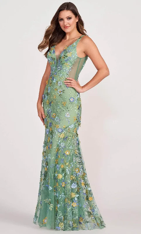 Price Drop Ellie Wilde EW34047 - Floral Embroidered Evening Dress