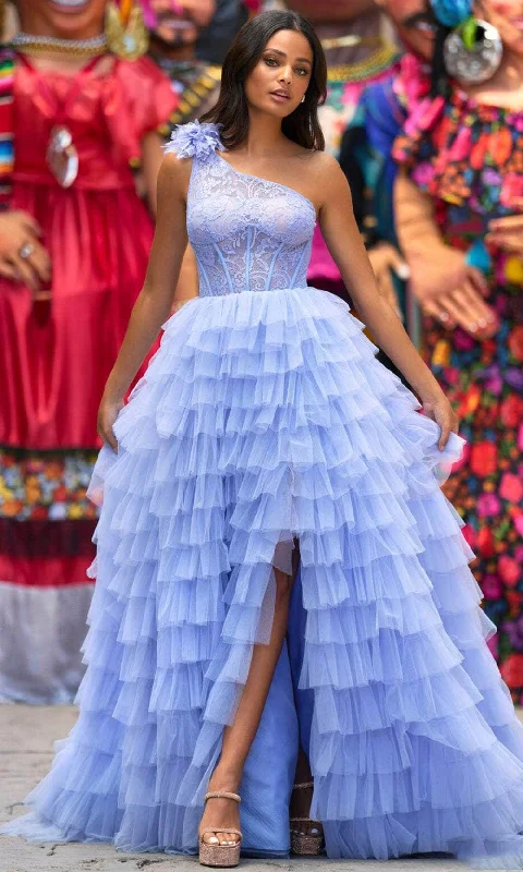 Big Discounts Sherri Hill 55256 - One Sleeve Ruffled Plus Size Prom Gown