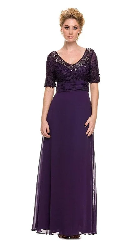 Blowout Sale Nox Anabel 5105 Short Sleeve Illusion Lace Bodice Gown