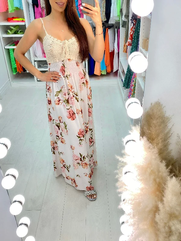 Reduced Prices Rojda Crochet Bust Floral Print Maxi Dress