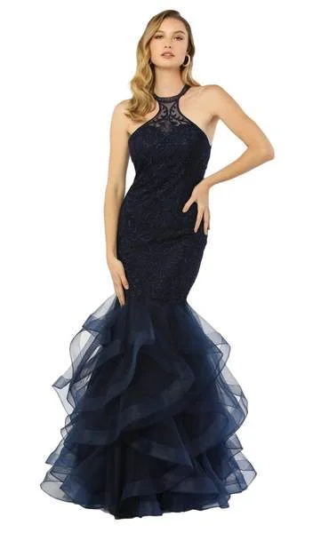 Deal Alert Nox Anabel - Beaded Lace High Halter Tulle Mermaid Gown M189