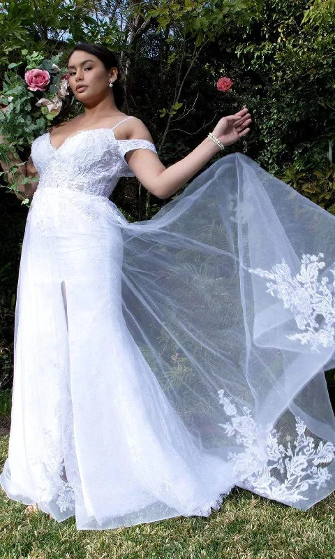 Seasonal Clearance Elizabeth K - GL1946 Cold Shoulder Lace Bridal Dress