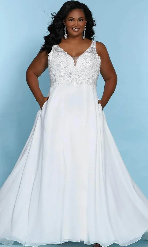 Flash Deals Sydney's Closet Bridal - SC5246 Floral Embroidered A-Line Bridal Dress