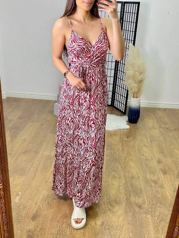 Mega Deal Lina Zebra Print Tiered Hem Maxi Dress