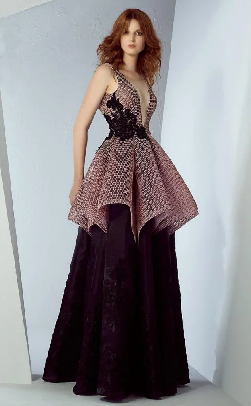 The Best Prices MNM COUTURE Peplum Illusion Scoop A-line Dress G0871