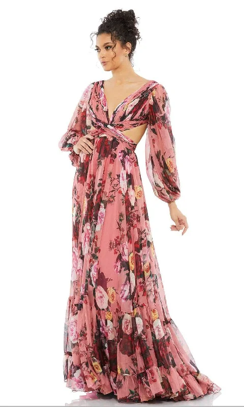 Special Price Ieena Duggal - 67946 Floral Printed Ruched A-Line Gown
