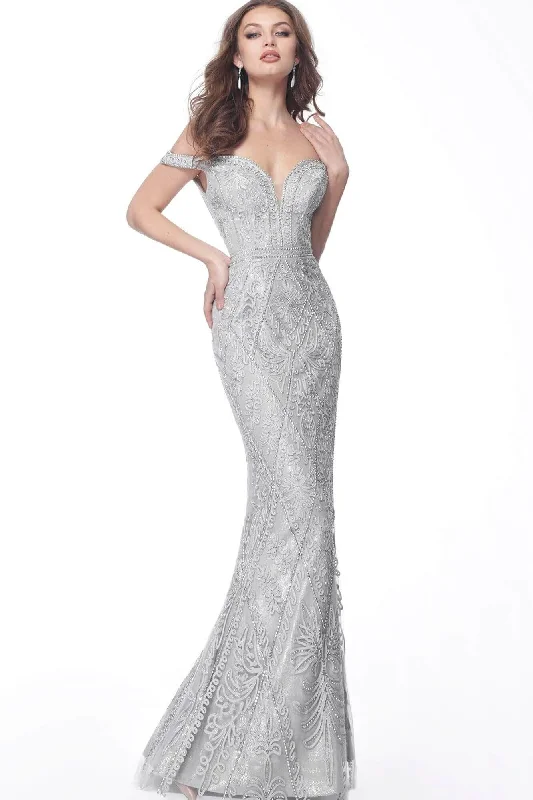 Bonus Savings Jovani - Plunging Sweetheart Evening Dress 68130SC - 1 pc Grey In Size 0 Available