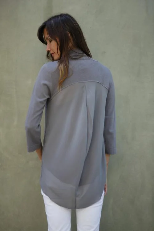Stock Clearance Goddis PRESLEY SHEER-BACK CARDI IN IRON M/L