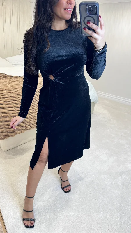 Savings Alert Marcey Velvet Ruched Ring Detail Dress