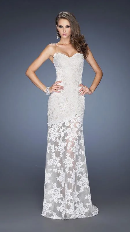 Price Drop La Femme Strapless Lace Fitted Evening Dress 19873