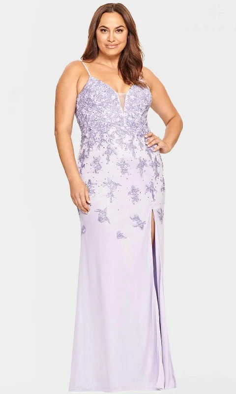 Savings Galore Faviana 9539 - Embroidered Tulle Long Dress with Slit