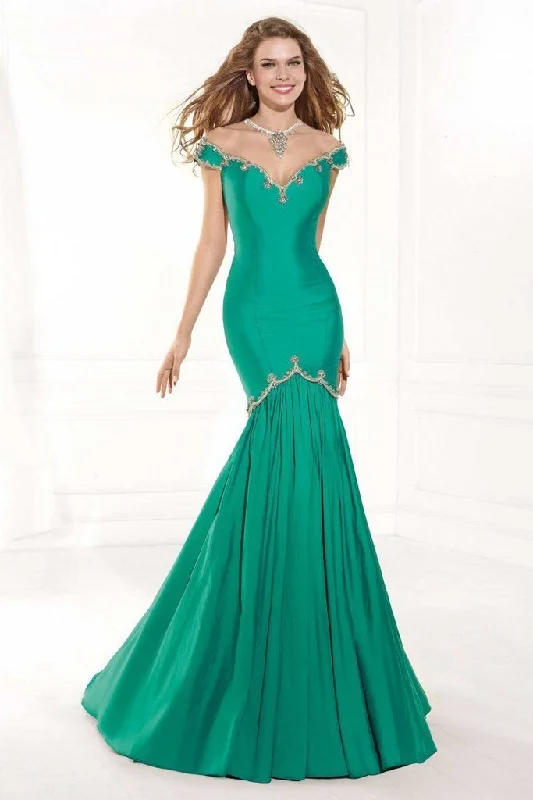Super Deal Tarik Ediz Jewel Neckline Embellished Mermaid Gown 92379