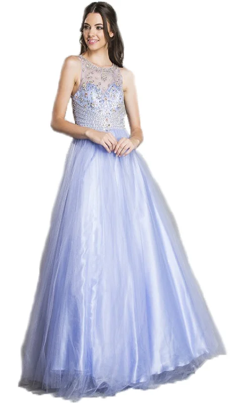 Hurry In Aspeed Design - Embellished Illusion Jewel Evening Gown